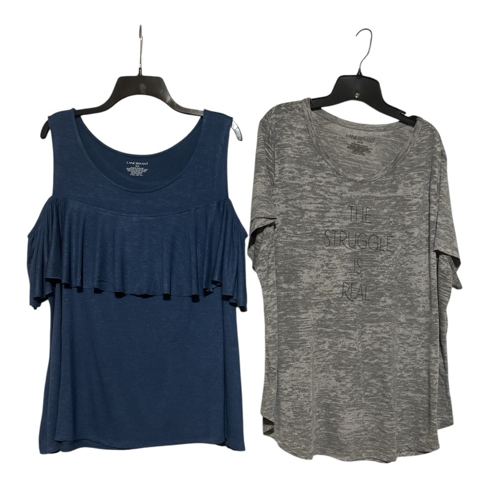 Lane Bryant Blue Sleeveless Ruffled Tank & Gray Tee Two bundle Top size 18/20